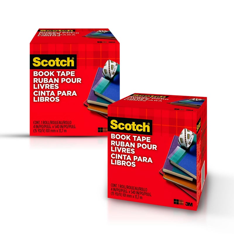 3M Scotch Book Repair Tape, Clear, 4 Inches x 15 Yards (3-Inch Core), 2 Rolls - Extra-Wide Durable Binding Tape for Book Repair, Reinforcing & Document Protection - Image 4